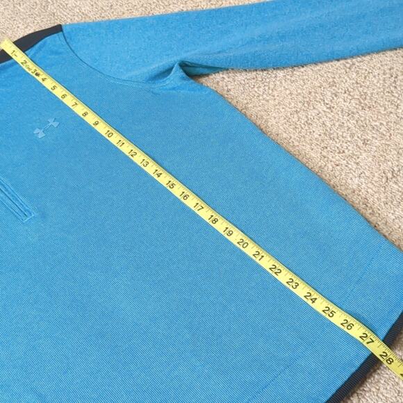 Under Armour Men's Cold Gear 1/4 Zip Loose Pullover Teal Blue Black Size Large - Picture 5 of 7